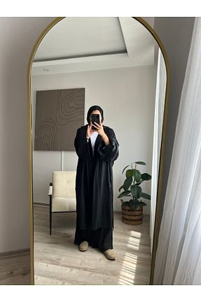 کافتان و کیمونو حجاب مشکی زنانه مخلوط کتان müqofficial - کد 848569092