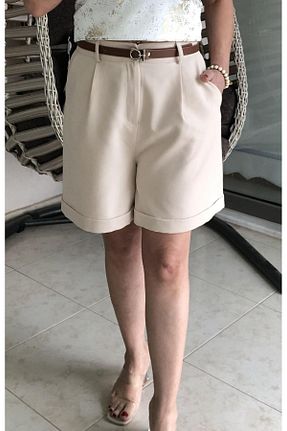 شلوارک و برمودا بژ زنانه فاق بلند Dila Butik - کد 830549798