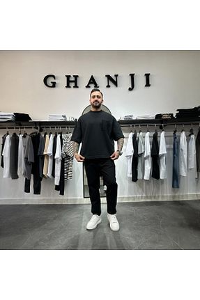 تیشرت مشکی زنانه اورسایز GHANJİ - کد 848216017
