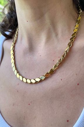 گردنبند استیل ( فولاد ) طلائی زنانه استیل (فولاد) gaila design - کد 828998988