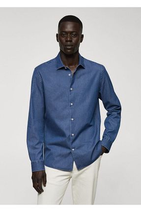 پیراهن آبی مردانه رگولار MANGO Man - کد 779779185