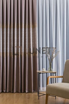 پرده زمینه طلائی پلی استر LUNETT HOME - کد 839707507