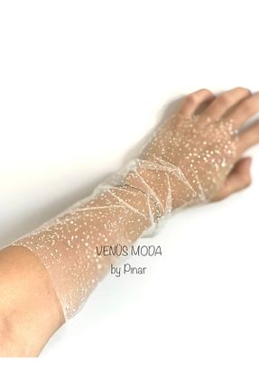دستکش سفید زنانه لیکرا VENÜS MODA by Pınar - کد 449816466