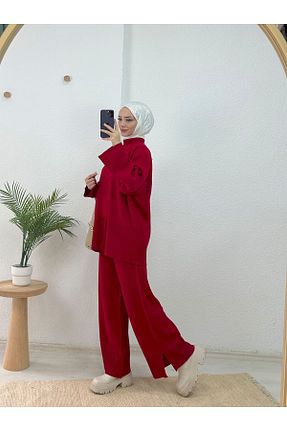 ست بالاتنه و پائین تنه حجاب زرشکی زنانه اورسایز TUMA - کد 782285195