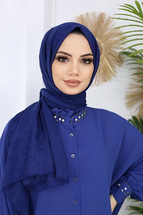 شال آبی زنانه پنبه - پلی استر کد 848356176