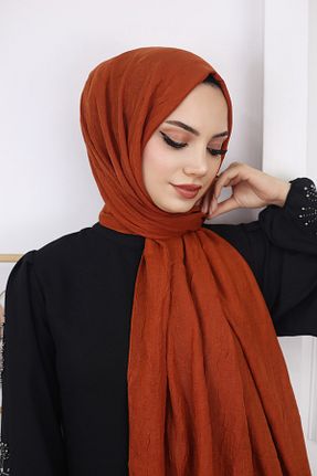 شال نارنجی زنانه پنبه - پلی استر کد 848356246