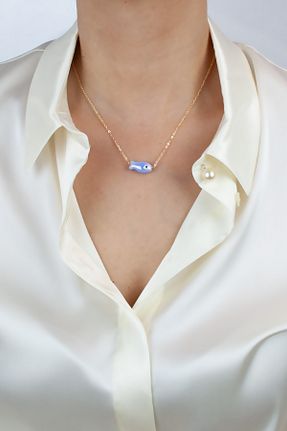 گردنبند جواهر آبی زنانه شیشه Pridza - کد 848461752