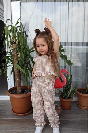 ست بالاتنه و پائین تنه قهوه ای بچه گانه بافتنی Süslüm Kids - کد 828421027
