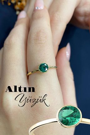 انگشتر طلا سبز زنانه 14 عیار Hepimitu - کد 123528964