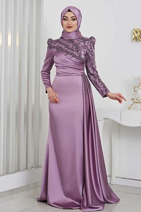 لباس مجلسی حجاب بنفش زنانه یقه هفت Fashion Showcase - کد 827267112