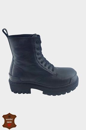 بوت مشکی زنانه چرم طبیعی پاشنه ساده پاشنه کوتاه ( 4 - 1 cm ) Gore-Tex کد 784569798