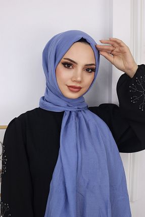 شال آبی زنانه پنبه - پلی استر کد 848356225