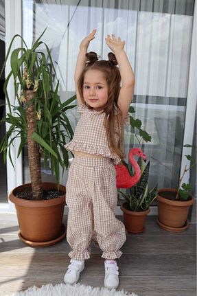 ست بالاتنه و پائین تنه قهوه ای بچه گانه بافتنی Süslüm Kids - کد 828421027