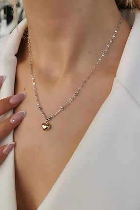 گردنبند طلا سفید زنانه 14 عیار Utku Kuyumculuk - کد 848508059