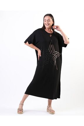 لباس سایز بزرگ مشکی زنانه ویسکون Esina - کد 848500656