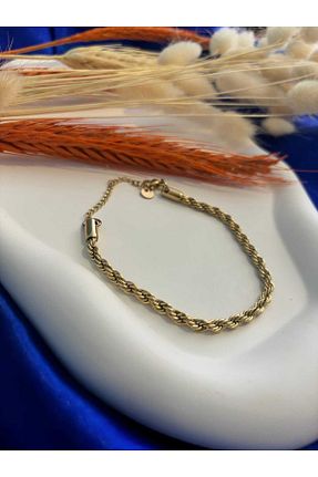 دستبند استیل (فولاد) طلائی زنانه استیل ضد زنگ crown atelier - کد 848640069