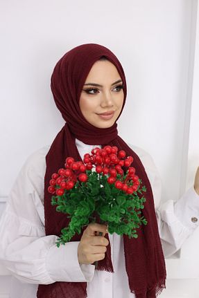 شال زرشکی زنانه پنبه پلی استر ŞİNKESK - کد 848659793