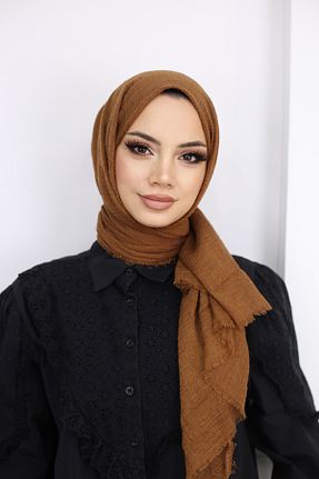 شال قهوه ای زنانه پنبه پلی استر ŞİNKESK - کد 848659845