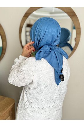 شال آبی زنانه پنبه ای Flowerscarfs - کد 842124992