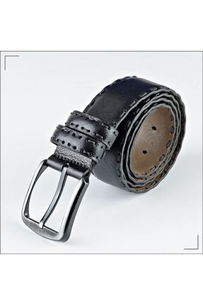 کمربند مشکی مردانه چرم خالص Derimo Leather - کد 126437284