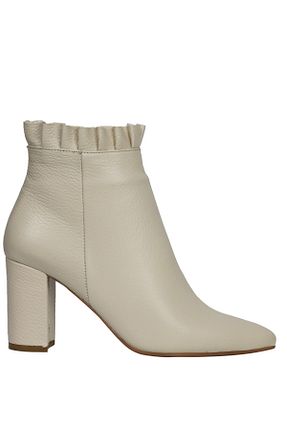 بوت / نیم بوت بژ زنانه چرم خالص OZSHOES - کد 127656203