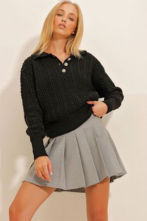 پلیور مشکی زنانه ساده Trend Alaçatı Stili - کد 753699495