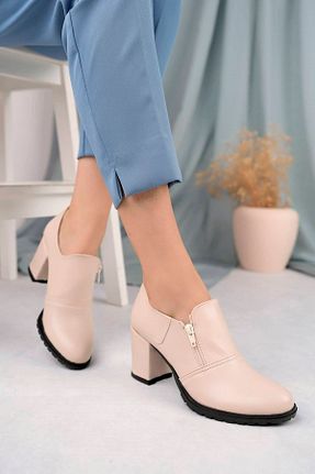 کفش پاشنه بلند پر بژ زنانه پاشنه متوسط (5-9 سانتی متر) NESKA - کد 773793104
