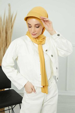 شال زرد زنانه پنبه ای Aisha