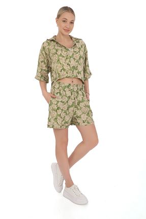 ست بالاتنه و پائین تنه سبز زنانه بافتنی SannaModda - کد 848930629