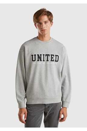 سوئیشرت طوسی مردانه چاپی United Colors of Benetton - کد 848760630