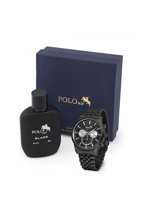 ست ساعت مچی مشکی مردانه فلزی polo air - کد 849035571