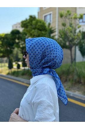 دستمال گردن آبی زنانه پنبه ای MONOOR - کد 849063803