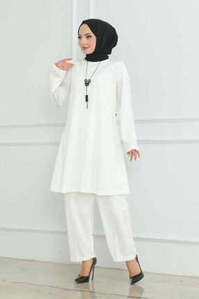 ست بالاتنه و پائین تنه حجاب سفید زنانه گشاد modapinhan - کد 849066047