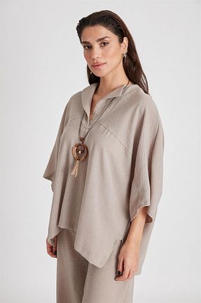 ست بالاتنه و پائین تنه بژ زنانه بافتنی HZL - کد 749500155