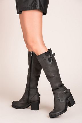 چکمه مشکی زنانه چرم مصنوعی Fox Shoes - کد 960061