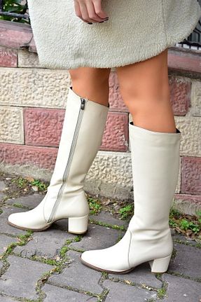 چکمه سفید زنانه چرم مصنوعی Fox Shoes - کد 170792616