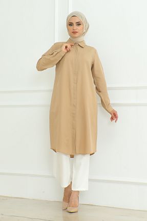 تونیک حجاب بژ زنانه پنبه پلی استر Eliva - کد 848896870