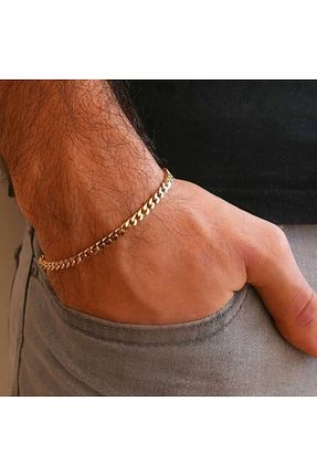 دستبند استیل (فولاد) طلائی مردانه استیل ضد زنگ BORENO - کد 713029780