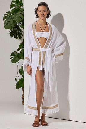 کیمونو و کافتان سفید زنانه %100 پنبه White By Nature - کد 839679612