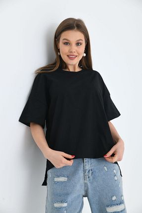 تیشرت مشکی زنانه اورسایز Vovikon - کد 848798286
