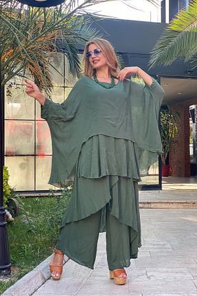 ست بالاتنه و پائین تنه خاکی زنانه بافتنی Saklı Butik - کد 848835150