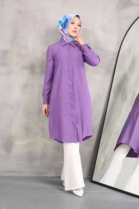 تونیک حجاب بنفش زنانه پنبه پلی استر Eliva - کد 848897096