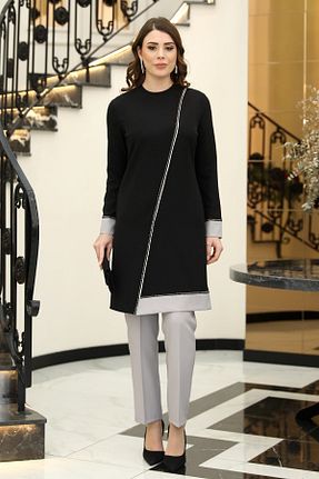 ست بالاتنه و پائین تنه مشکی زنانه بافتنی ELBENMODA - کد 690676935