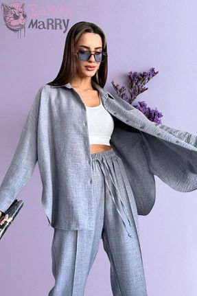 ست بالاتنه و پائین تنه طوسی زنانه بافتنی PARLAMARRY - کد 848133686