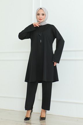 ست بالاتنه و پائین تنه حجاب مشکی زنانه رگولار AYMONY - کد 849057323