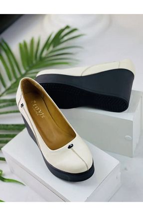 کفش پاشنه بلند پر بژ زنانه پاشنه متوسط (5-9 سانتی متر) NOUVA1 - کد 849112303
