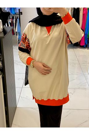 تونیک حجاب بژ زنانه بافتنی Puane - کد 849113001