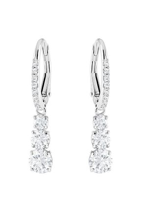 گوشواره جواهر سفید سنگ Swarovski - کد 3721002