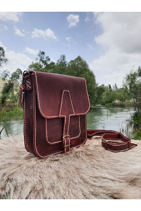 کیف پستچی زرشکی زنانه چرم خالص semiramis - کد 696185350