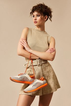 کفش اسنیکر نارنجی زنانه بند دار Bestyle - کد 834441480